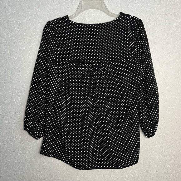 Savanna Jane Black White Pink Red Polka dot Floral Bohemian Blouse Casual Tops S - Picture 3 of 7